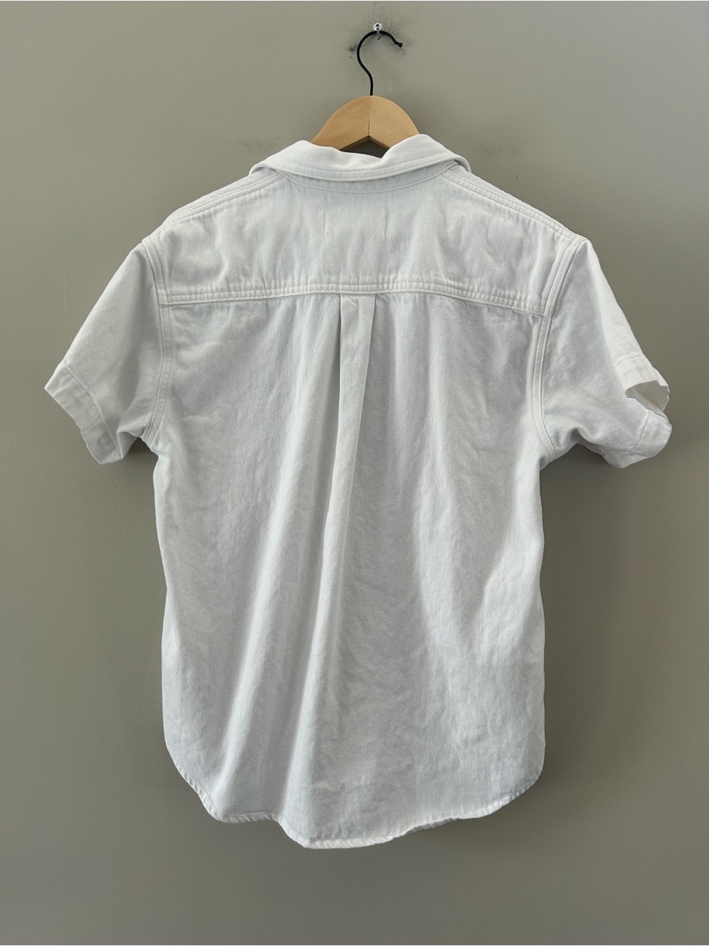 Denim Forum 90’s Denim Crisp White Button Down Short Sleeve Relaxed Shirt - Picture 5 of 5